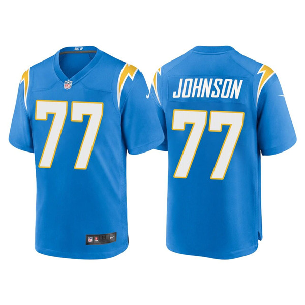 Men's Los Angeles Chargers #77 Zion Johnson Blue Limited Stitched Jersey Men's Los Angeles Chargers #77 Zion Johnson Blue Limited Stitched Jersey